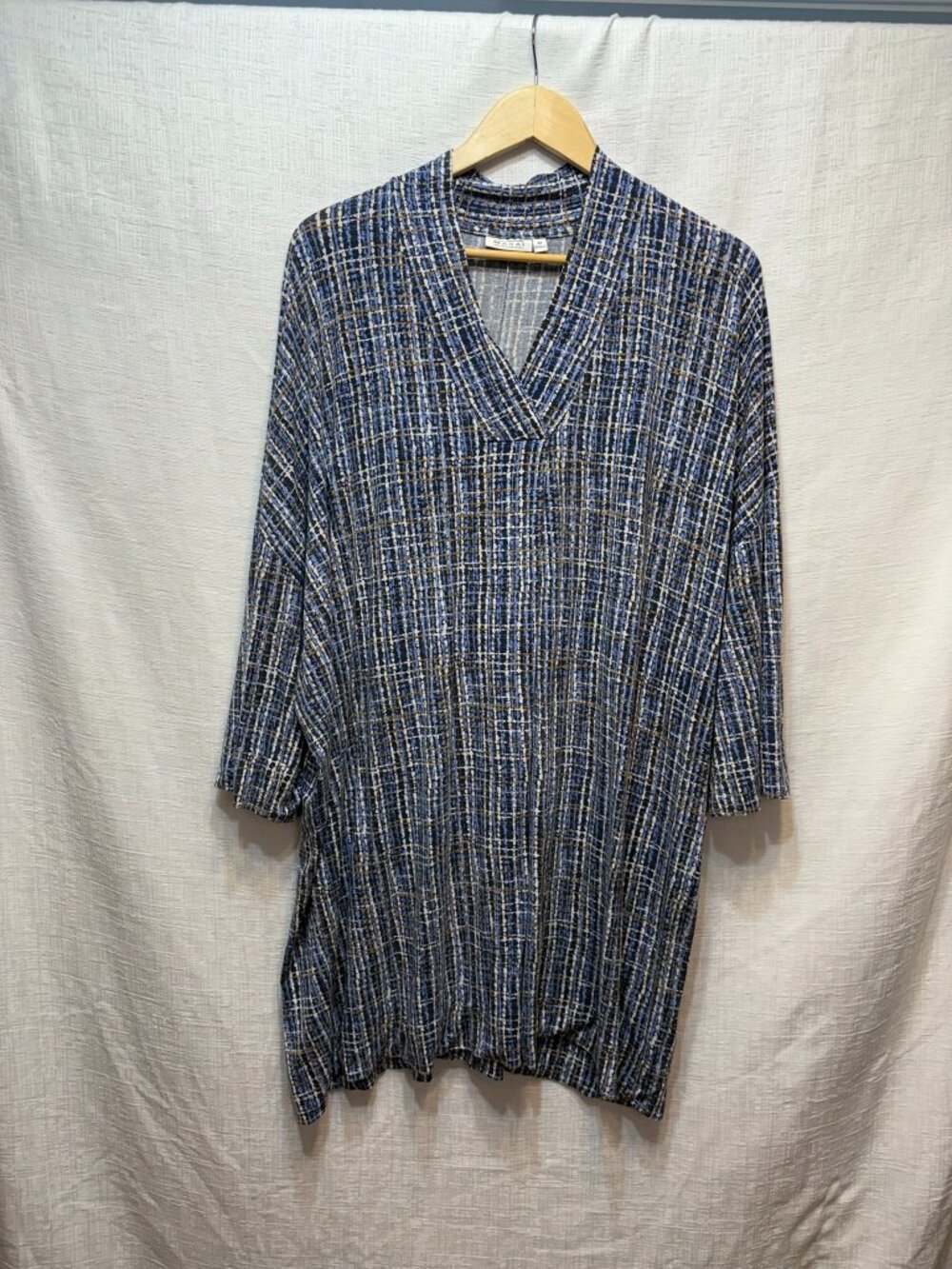 Masai Copenhagen Oversized Med Tunic Dress Blue White Check Lagenlook